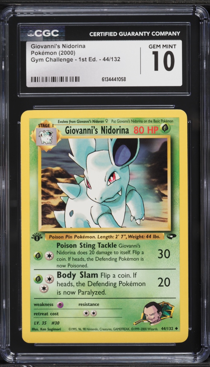 2000 Pokemon Gym Challenge 1st Edition Giovanni's Nidorina #44 CGC 10 GEM MINT