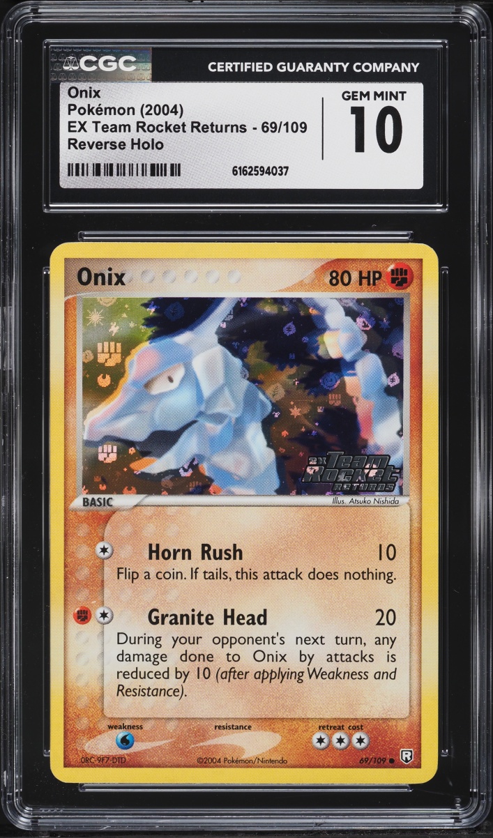 2004 Pokemon EX Team Rocket Returns Reverse Holo Onix #69 CGC 10 GEM MINT