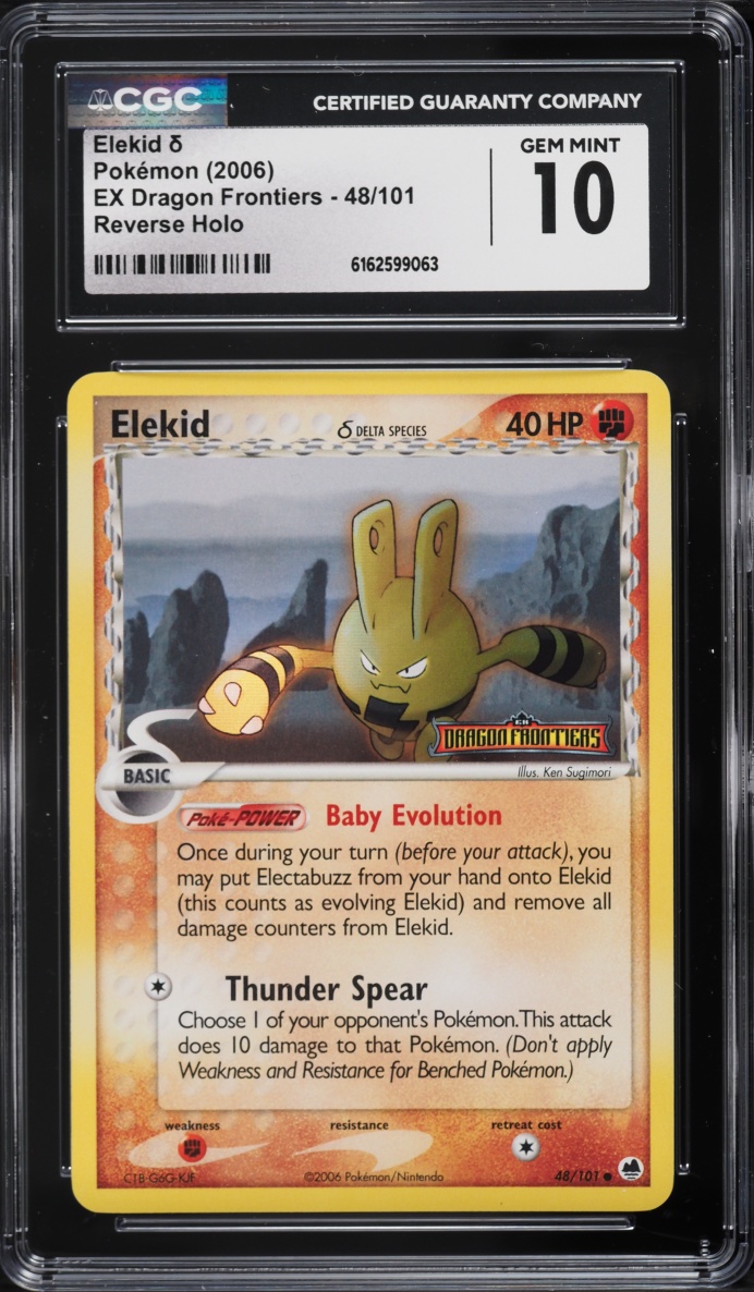 2006 Pokemon EX Dragon Frontiers Reverse Holo Elekid #48 CGC 10 GEM MINT