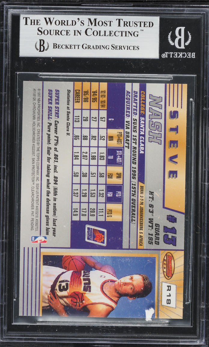 1996 Bowman's Best Steve Nash ROOKIE #R18 BGS 8.5 NM-MT+