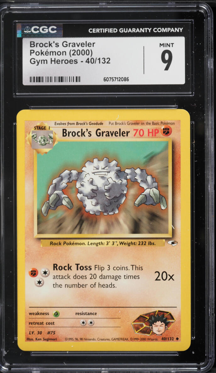 2000 Pokemon Gym Heroes Brock's Graveler #40 CGC 9 MINT
