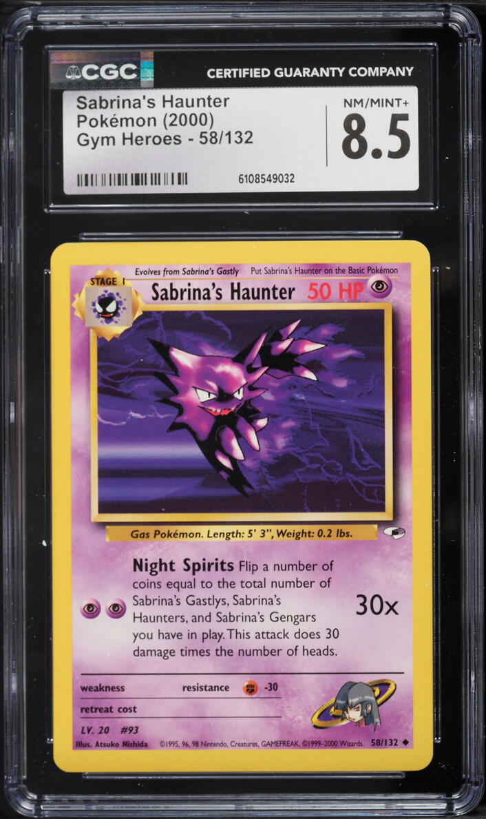 2000 Pokemon Gym Heroes Sabrina's Haunter #58 CGC 8.5 NM-MT+