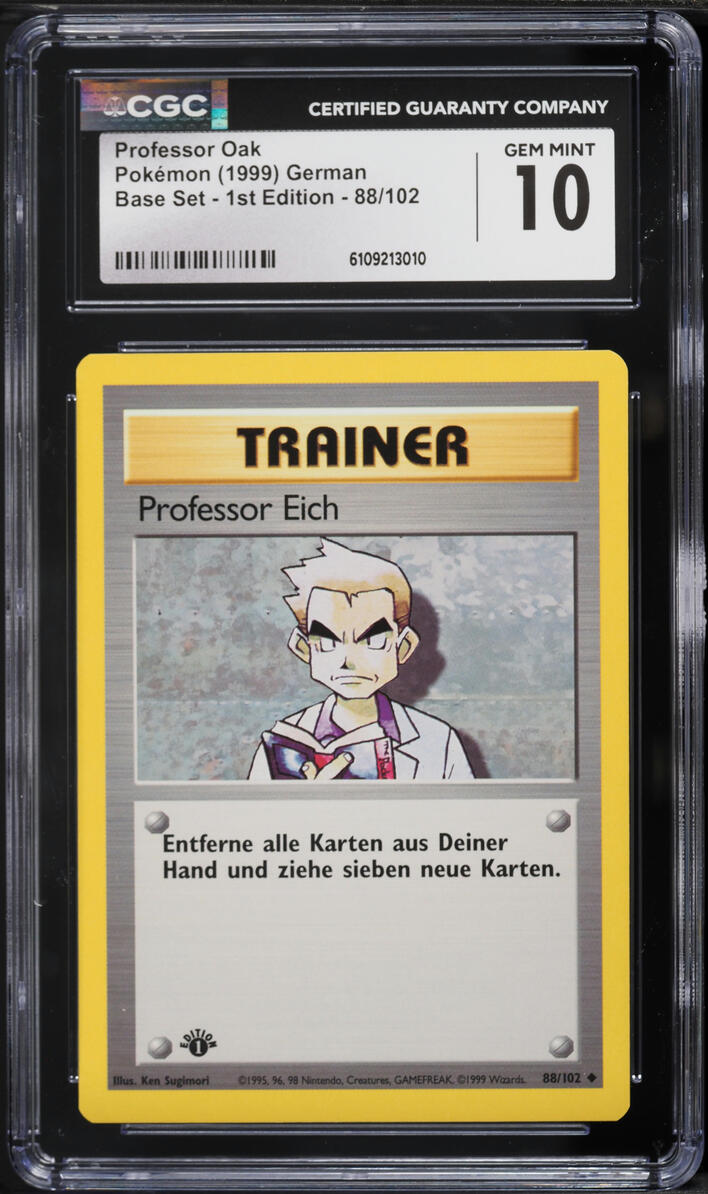 1999 Pokemon German Base Set 1st Edition Professor Oak #88 CGC 10 GEM MINT
