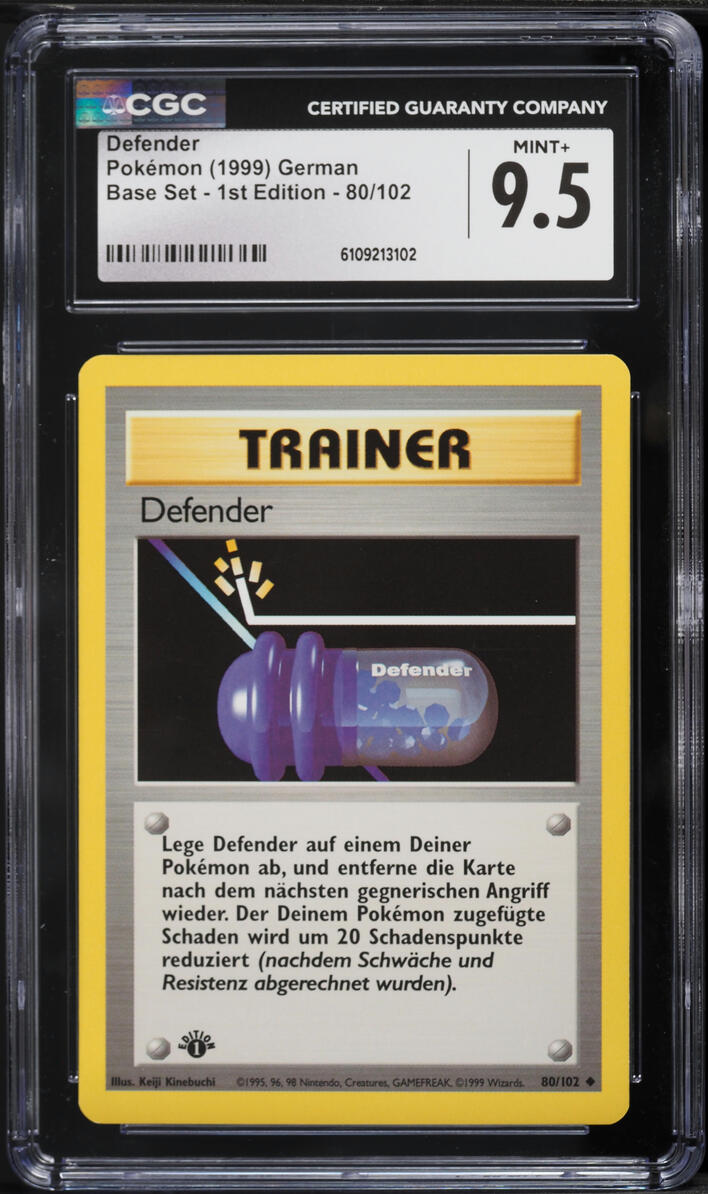 1999 Pokemon German Base Set 1st Edition Defender #80 CGC 9.5 MINT+