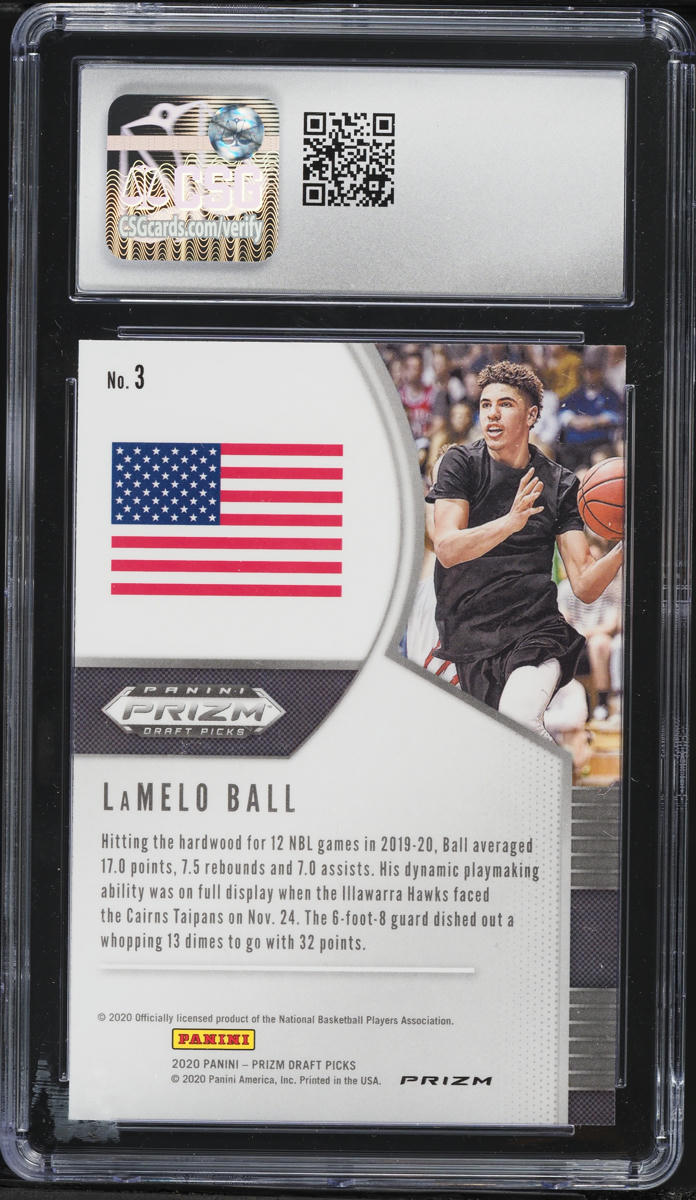 2020 Panini Prizm Draft Picks Pink Ice LaMelo Ball ROOKIE #3 CSG 10 GEM MINT