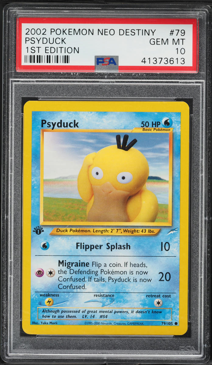 2002 Pokemon Neo Destiny 1st Edition Psyduck #79 PSA 10 GEM MINT