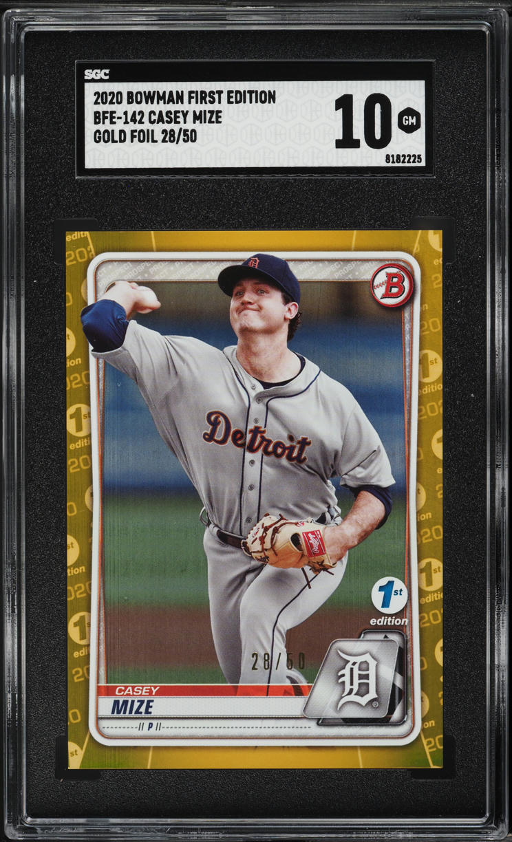 2020 Bowman 1st Edition Gold Foil Casey Mize PROSPECT /50 #BFE-142 SGC 10 GEM