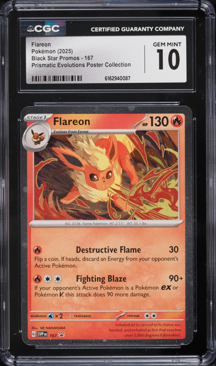 2025 Pokemon Scarlet & Violet Promo Prismatic Evolutions Poster Flareon #167 CGC 10 GEM MINT