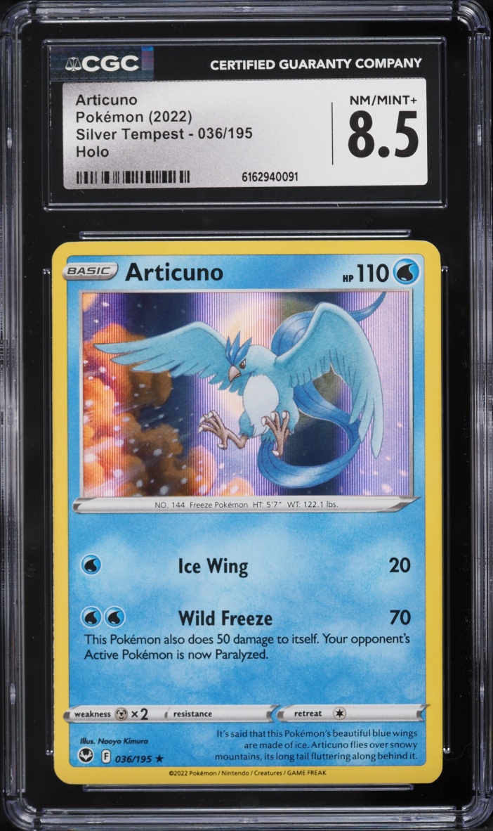 2022 Pokemon Sword & Shield Silver Tempest Holo Articuno #36 CGC 8.5 NM-MT+