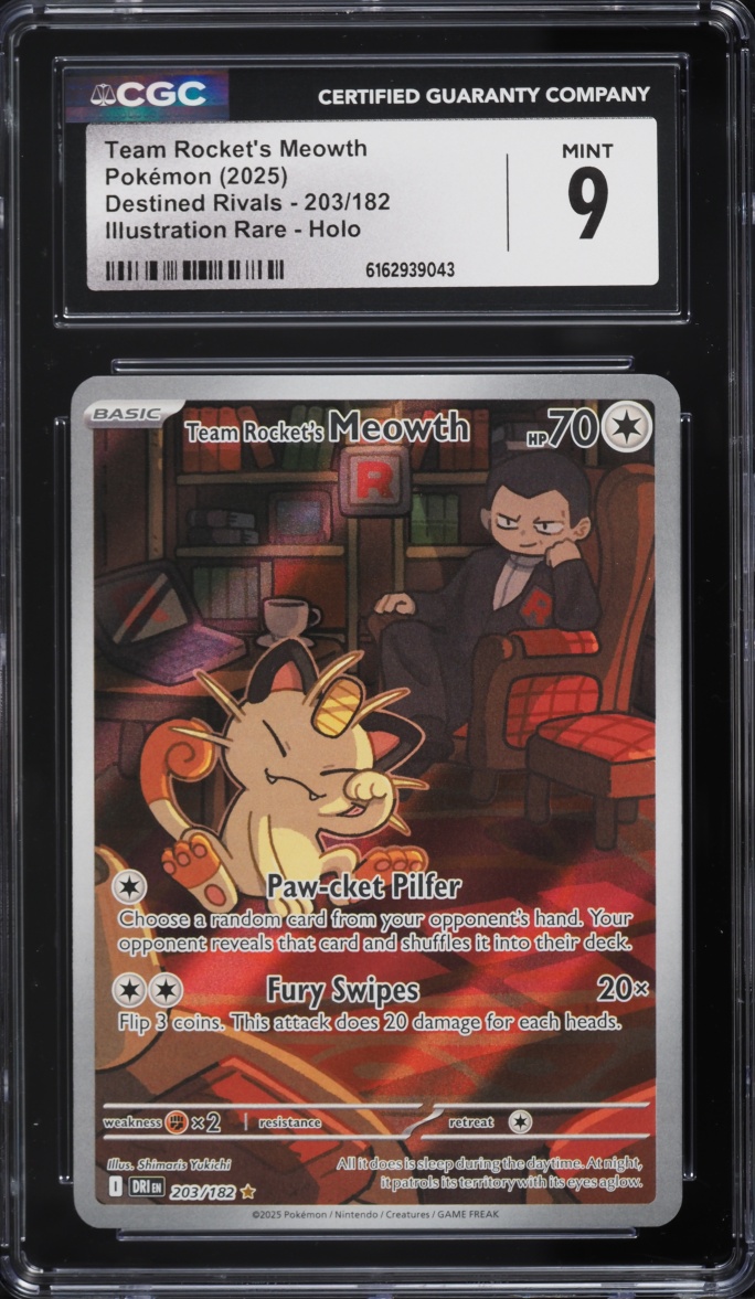 2025 Pokemon Scarlet & Violet Destined Rivals IR Team Rocket's Meowth #203 CGC 9 MINT