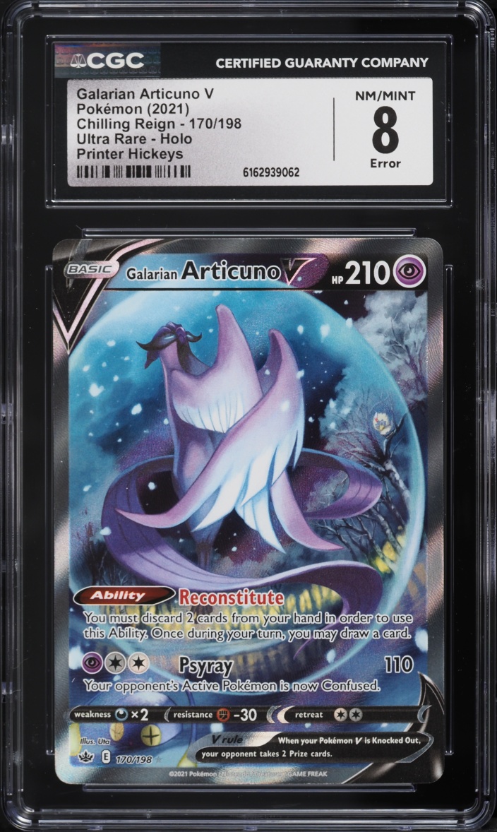 2021 Pokemon Sword & Shield Chilling Reign Alt Art Galarian Articuno V #170 CGC 8 NM-MT