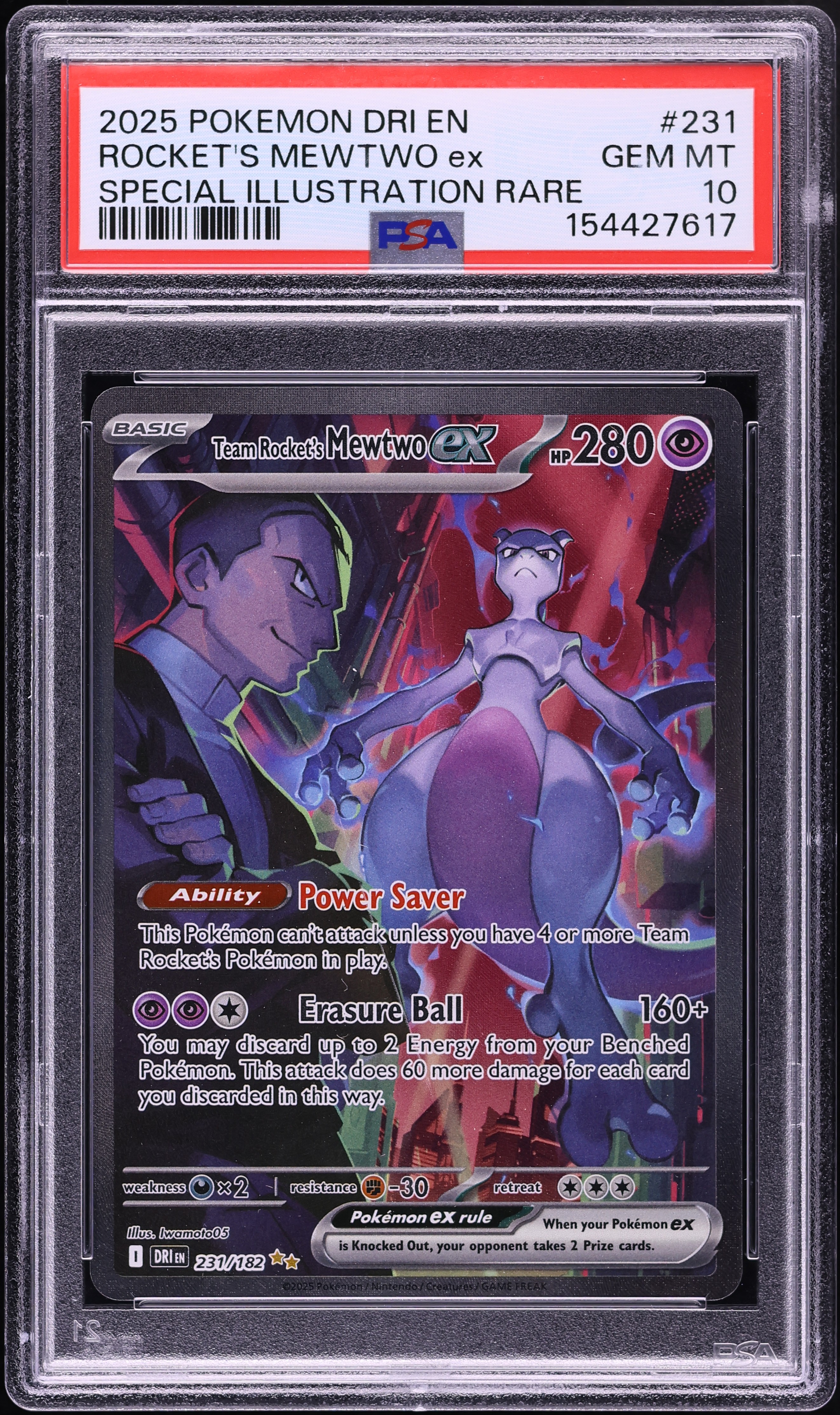 2025 Pokemon Scarlet & Violet Destined Rivals SIR Team Rocket's Mewtwo Ex #231 PSA 10 GEM MINT