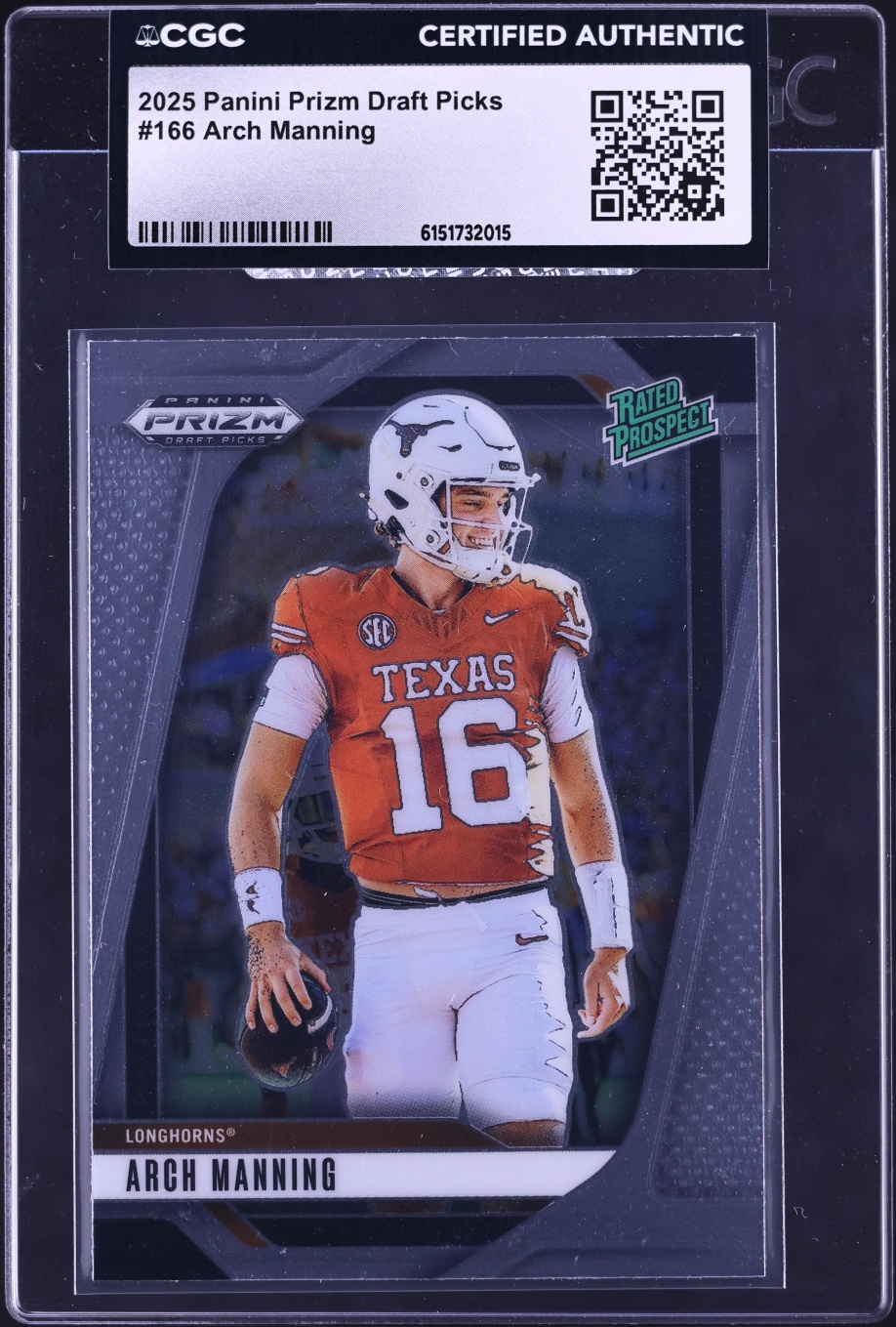 2025 Panini Prizm Draft Picks Arch Manning ROOKIE #166 CGC AUTH
