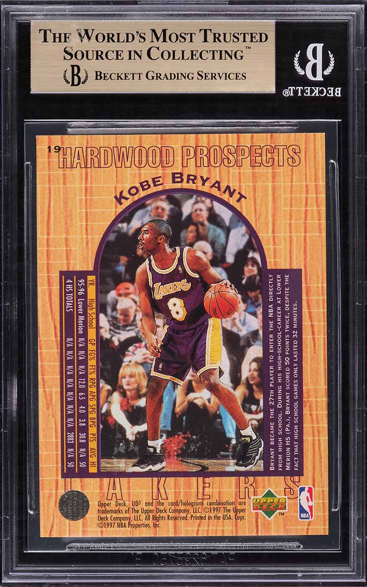 1996 UD3 Hardwood Prospects Kobe Bryant ROOKIE #19 BGS 9.5 GEM MINT