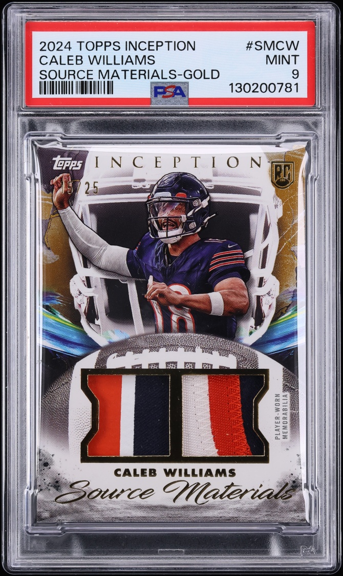 2024 Topps Inception Source Materials Gold Caleb Williams ROOKIE PATCH /25 #SM-CW PSA 9 MINT