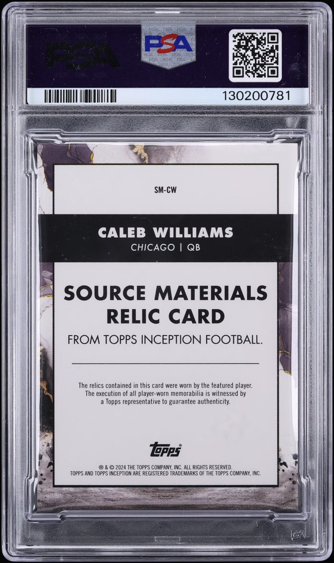 2024 Topps Inception Source Materials Gold Caleb Williams ROOKIE PATCH /25 #SM-CW PSA 9 MINT - Photo 2