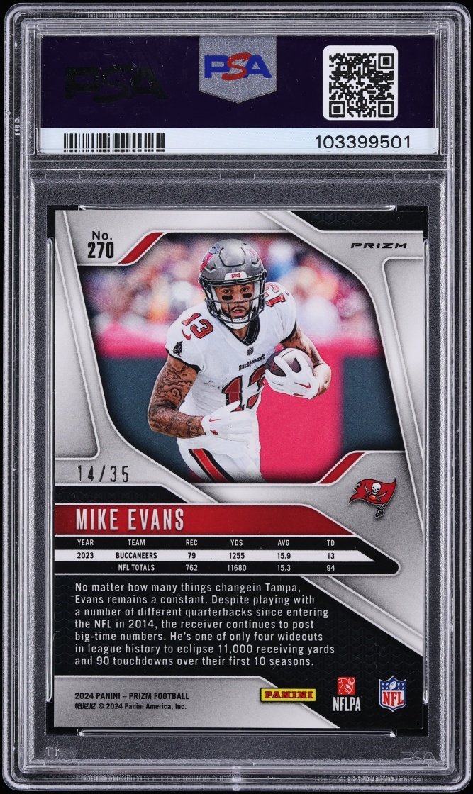 2024 Panini Prizm White Mike Evans /35 #270 PSA 10 GEM MINT - Photo 2