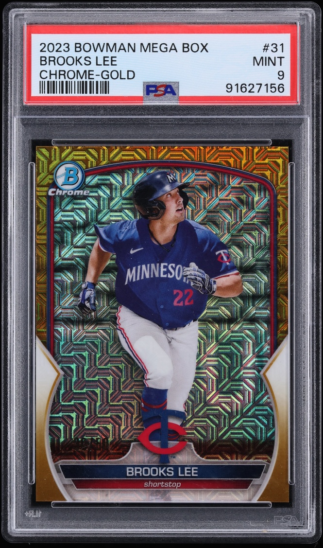 2023 Bowman Chrome Mega Box Gold Refractor Brooks Lee PROSPECT /50 #BCP-31 PSA 9 MINT