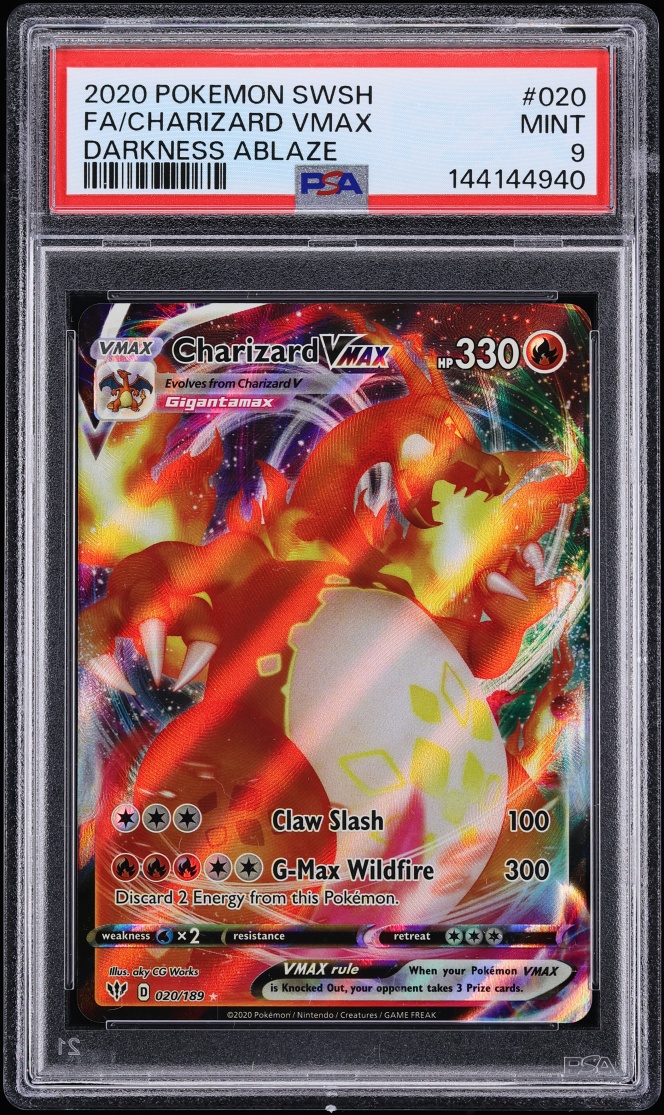 2020 Pokemon Sword & Shield Darkness Ablaze Full Art Charizard VMAX #020 PSA 9 MINT