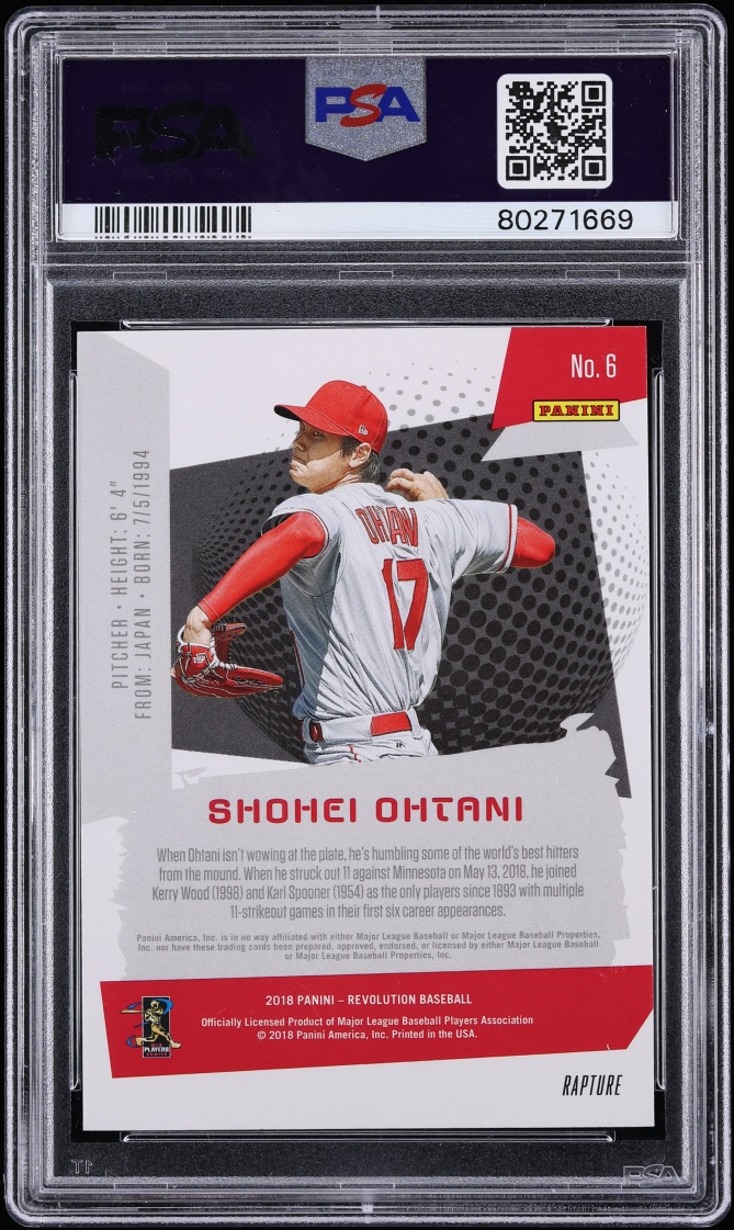2018 Panini Chronicles Revolution Shohei Ohtani ROOKIE #6 PSA 10 GEM MINT - Photo 2