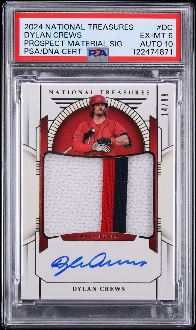 2024 National Treasures Dylan Crews ROOKIE PATCH AUTO DNA 10 /99 #PMS-DC PSA 6 EXMT