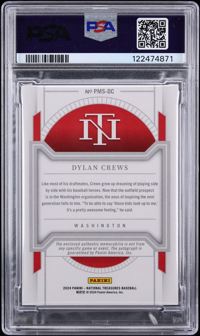 2024 National Treasures Dylan Crews ROOKIE PATCH AUTO DNA 10 /99 #PMS-DC PSA 6 EXMT - Photo 2