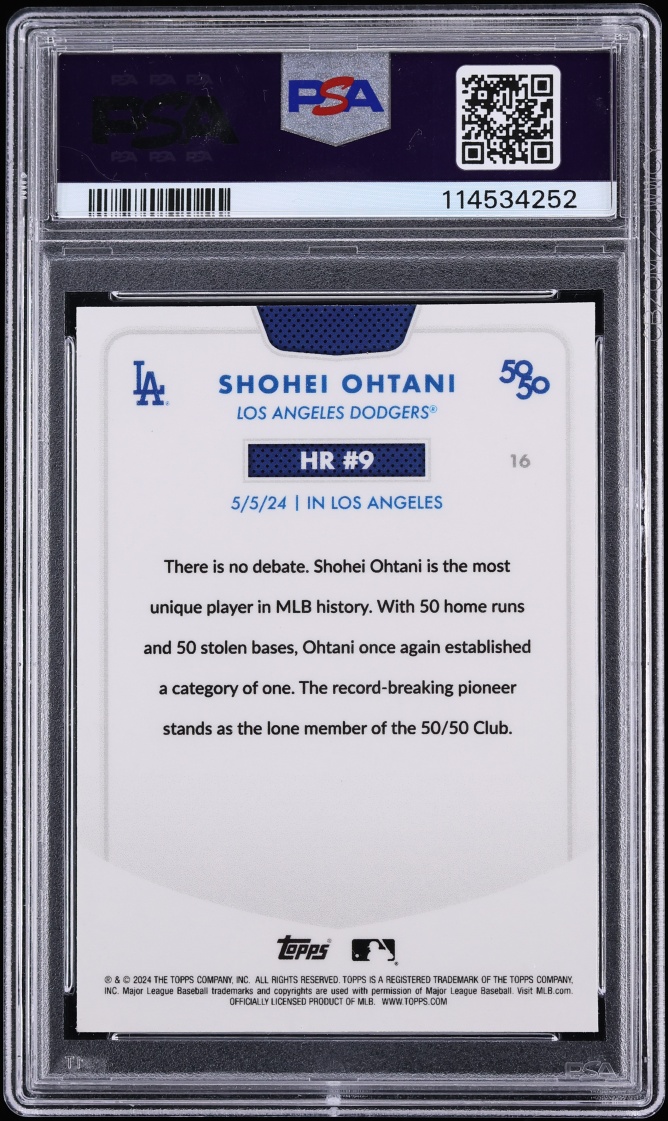 2024 Topps Chrome 50/50 Green Refractor Shohei Ohtani /99 #16 PSA 9 MINT - Photo 2