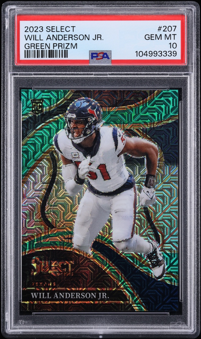 2023 Select Club Level Green Prizm Will Anderson Jr. ROOKIE /5 #207 PSA 10 GEM MINT