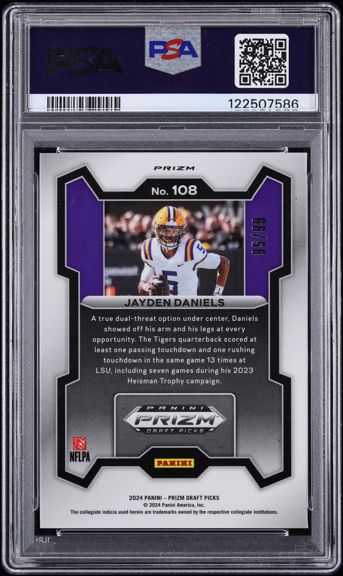 2024 Panini Prizm Draft Picks Blue Ice Jayden Daniels ROOKIE /99 #108 PSA 9 MINT - Photo 2