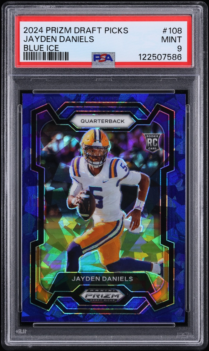 2024 Panini Prizm Draft Picks Blue Ice Jayden Daniels ROOKIE /99 #108 PSA 9 MINT