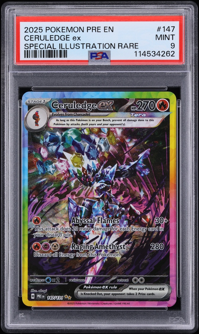 2025 Pokemon Scarlet & Violet Prismatic Evolutions SIR Ceruledge Ex #147 PSA 9 MINT