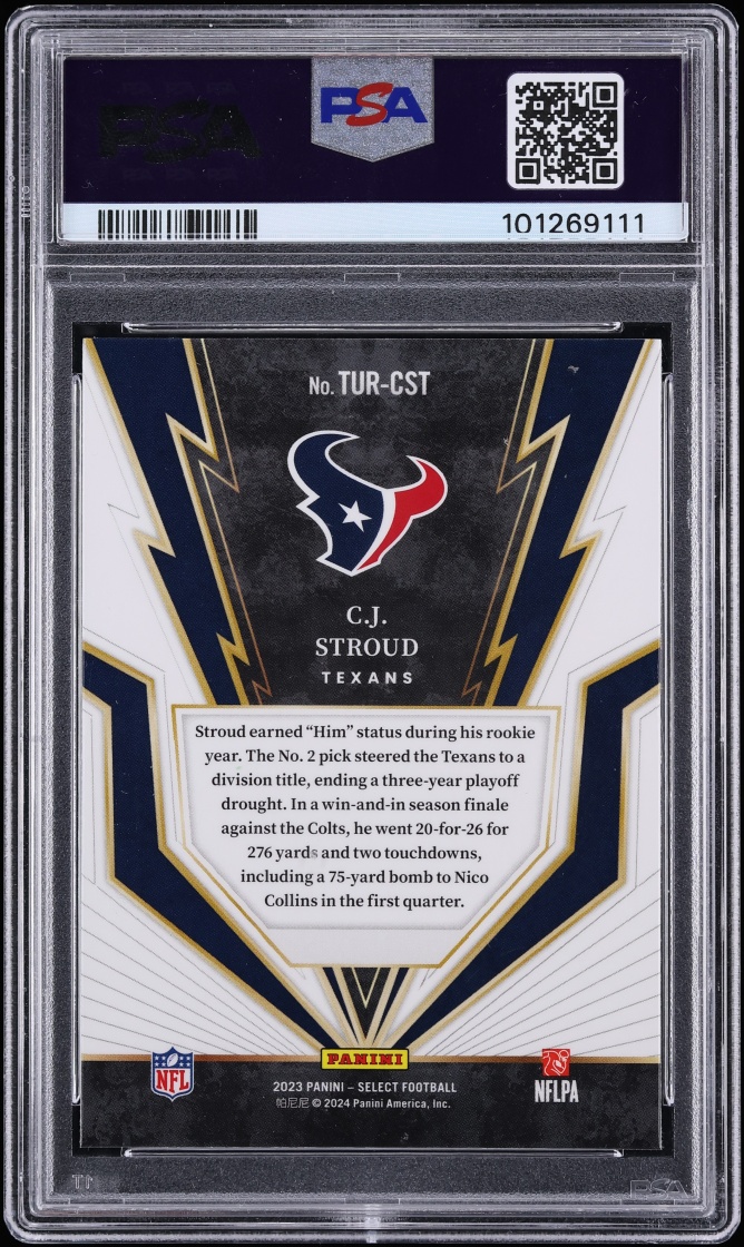 2023 Select Turbocharged C.J. Stroud ROOKIE #TUR-CST PSA 10 GEM MINT - Photo 2