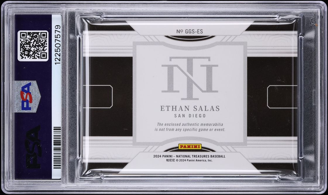 2024 National Treasures Game Gear Swatch Ethan Salas PATCH /99 #GGS-ES PSA 8 NM-MT - Photo 2