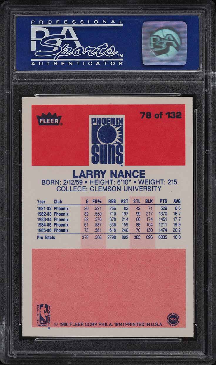 1986 Fleer Basketball Larry Nance #78 PSA 9 MINT