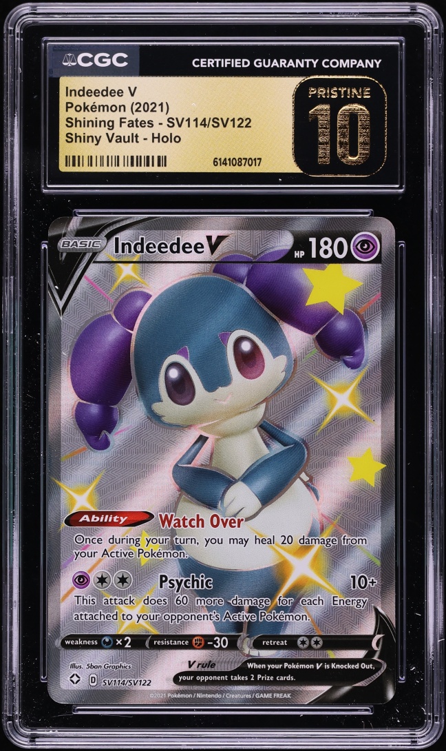 2021 Pokemon SWSH Shining Fates Shiny Vault Full Art Shiny Indeedee V #SV114 CGC 10 PRISTINE