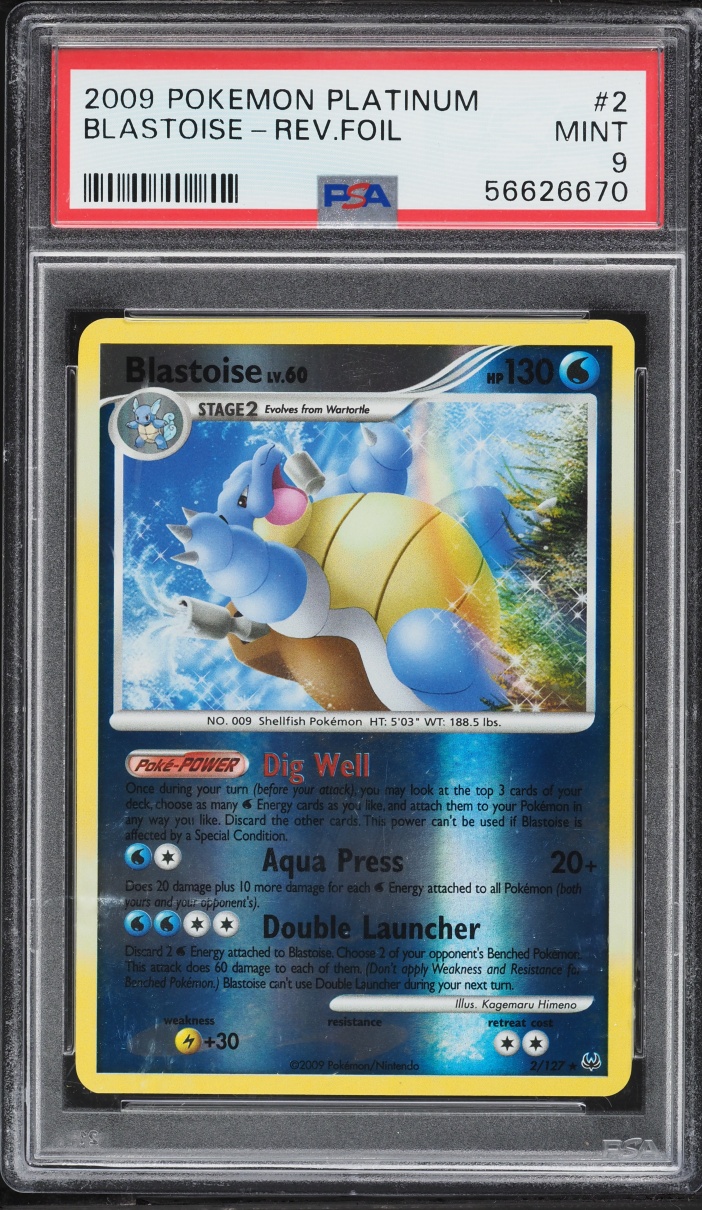 2009 Pokemon Platinum Reverse Holo Blastoise #2 PSA 9 MINT