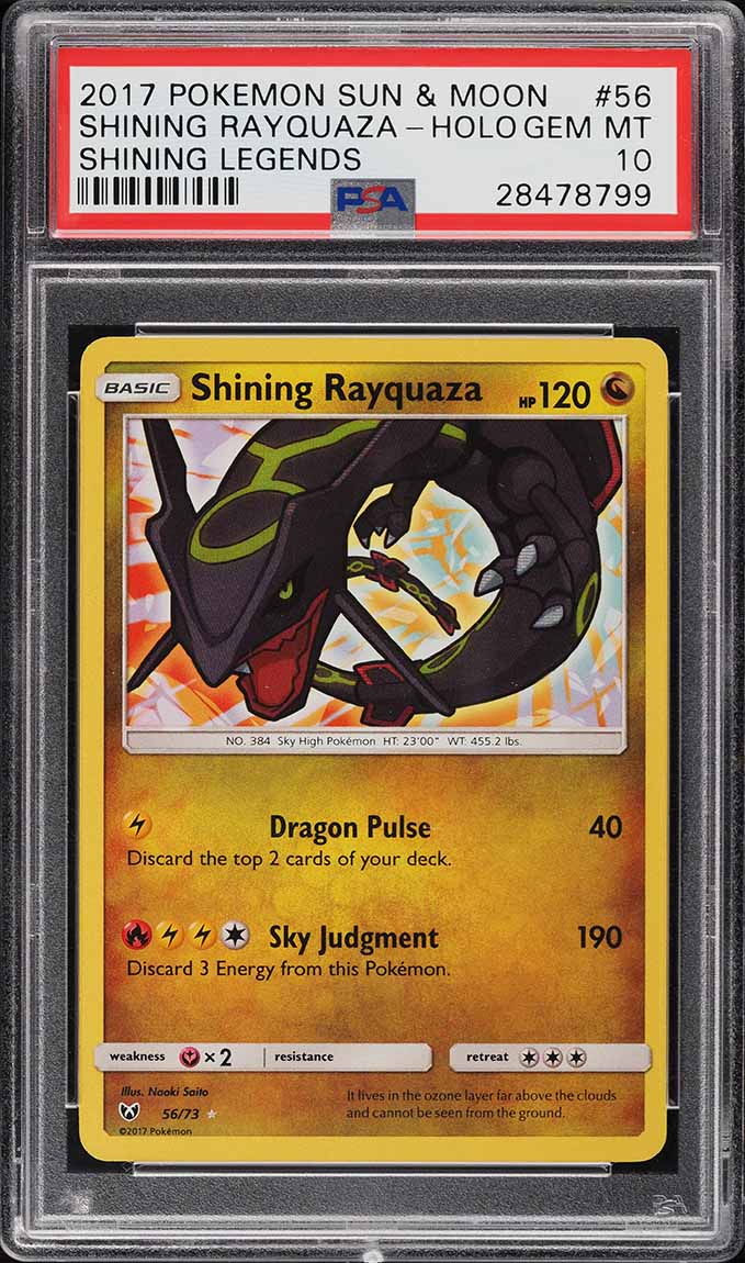 2017 Pokemon Sun & Moon Shining Legends Holo Shining Rayquaza #56 PSA 10 GEM MT