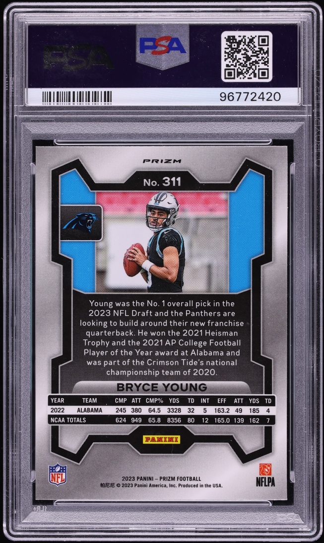 2023 Panini Prizm Red White Blue Bryce Young ROOKIE #311 PSA 9 MINT