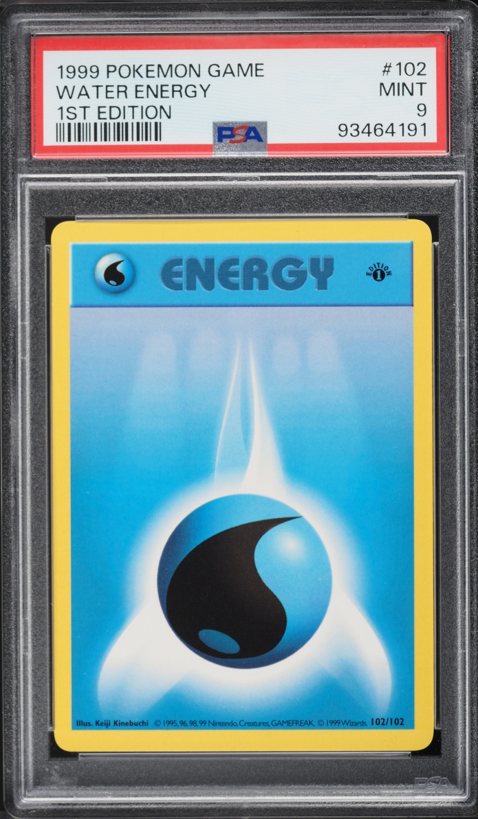 1999 Pokemon Base Set Shadowless 1st Edition Water Energy #102 PSA 9 MINT