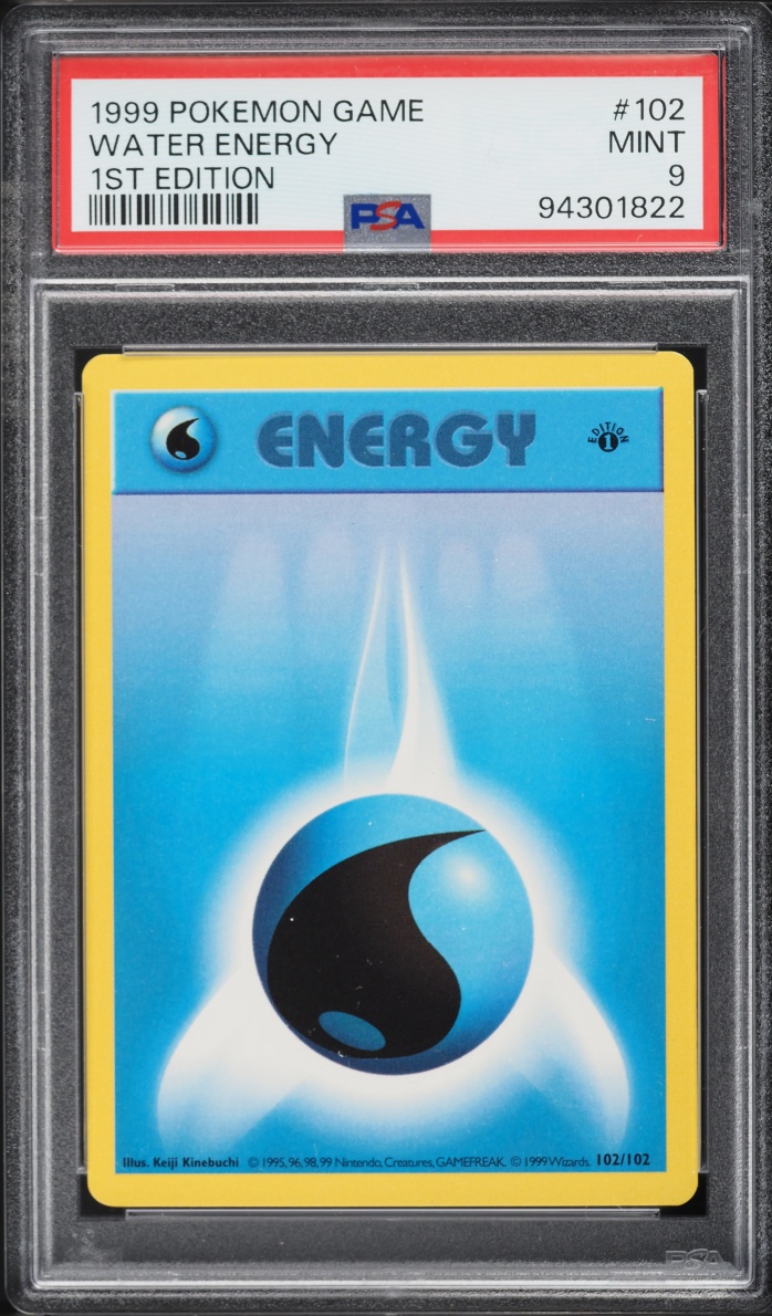 1999 Pokemon Base Set Shadowless 1st Edition Water Energy #102 PSA 9 MINT