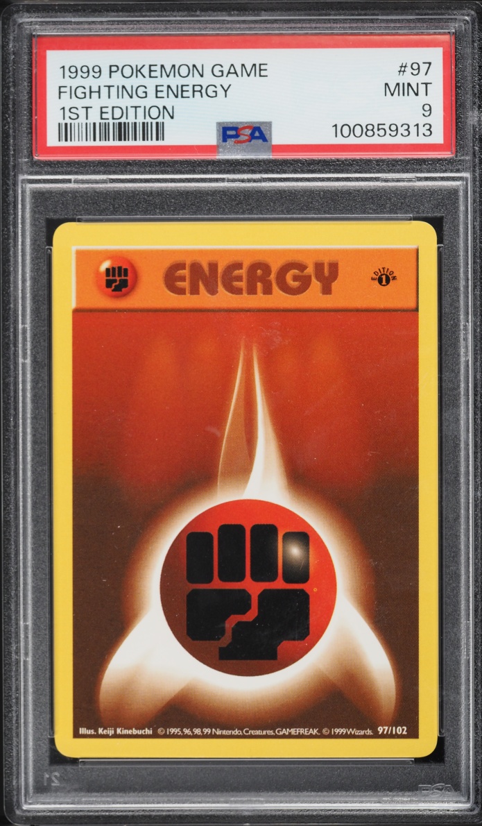 1999 Pokemon Base Set Shadowless 1st Edition Fighting Energy #97 PSA 9 MINT