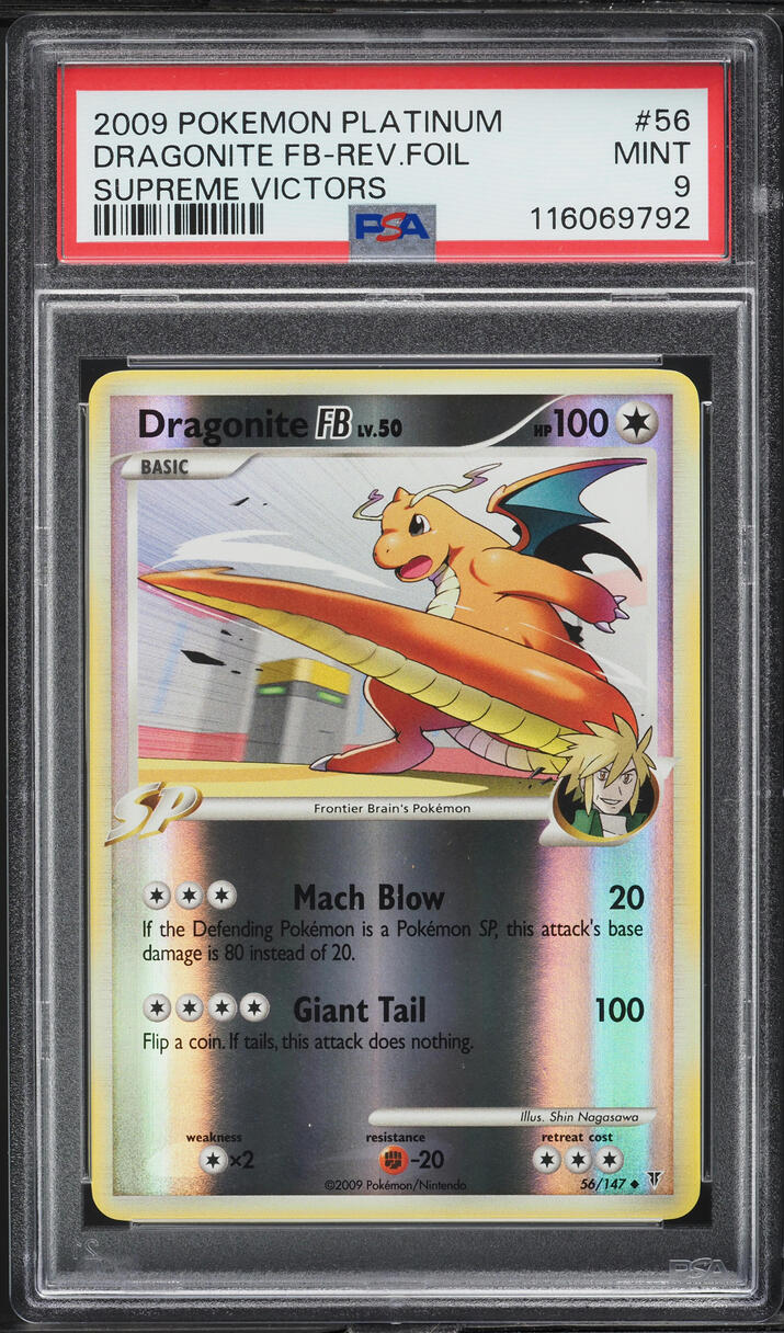 2009 Pokemon Platinum Supreme Victors Reverse Holo Dragonite FB #56 PSA 9 MINT