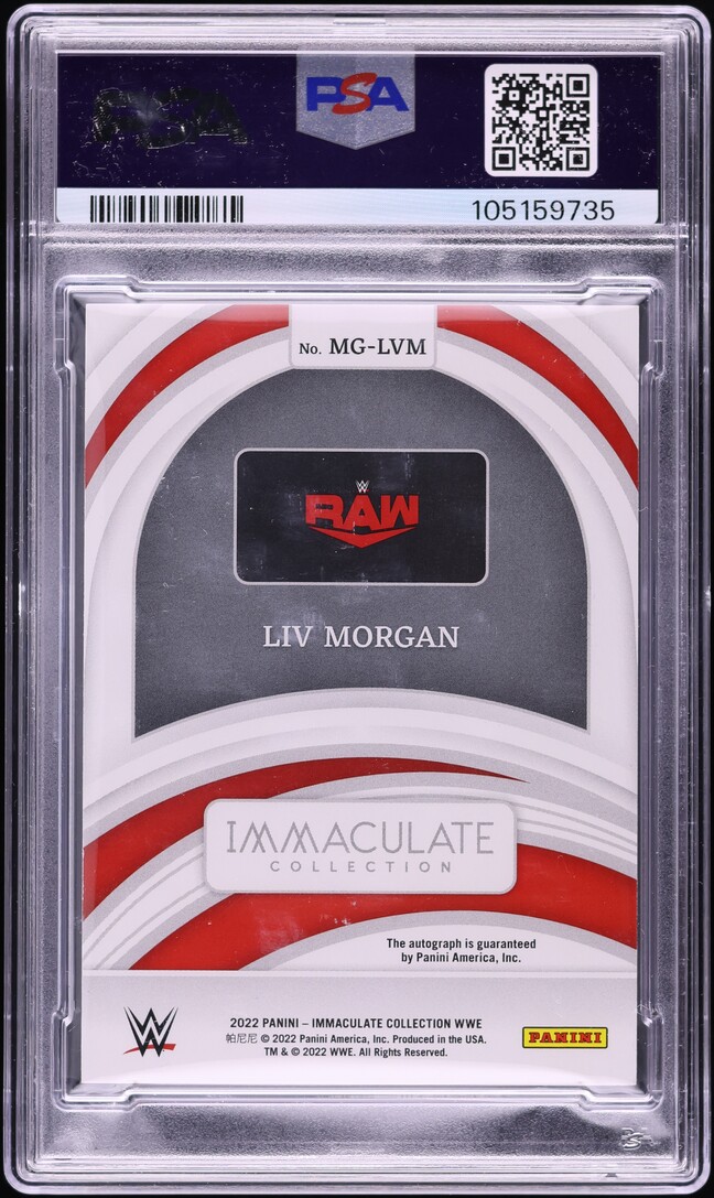 2022 Immaculate Collection WWE Marks Of Greatness Plat Liv Morgan AUTO 1/1 PSA 7