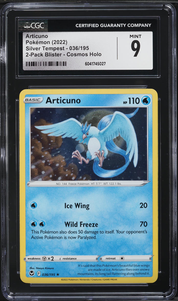 2022 Pokemon Silver Tempest 2-Pack Blister Cosmos Holo Articuno #036 CGC 9 MINT