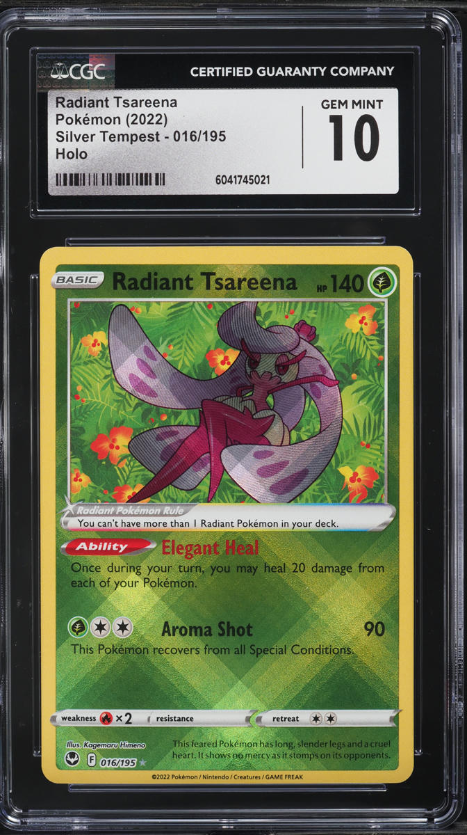 2022 Pokemon Sword & Shield Silver Tempest Radiant Tsareena #16 CGC 10 GEM MINT
