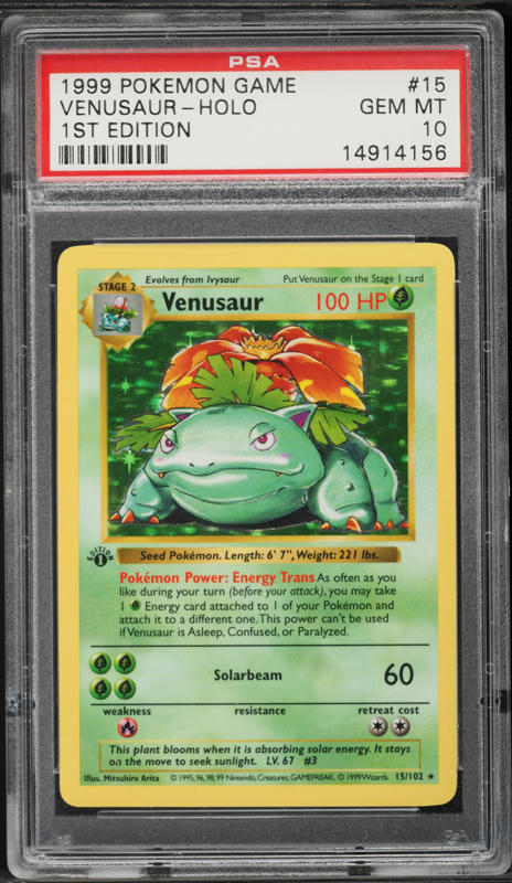 1999 Pokemon Base Set Shadowless 1st Edition Holo Venusaur #15 PSA