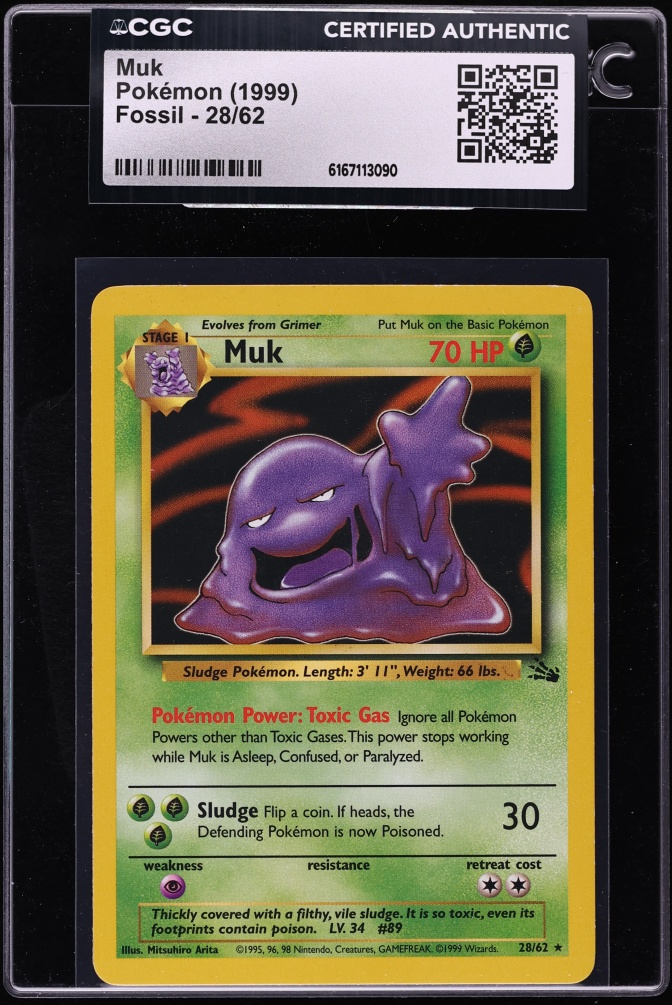 1999 Pokemon Fossil Muk #28 CGC AUTH