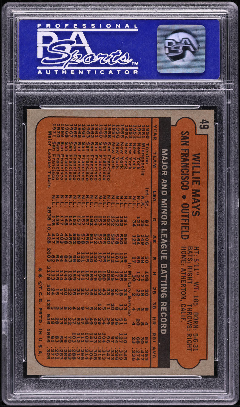 1972 Topps Willie Mays #49 PSA 9 MINT