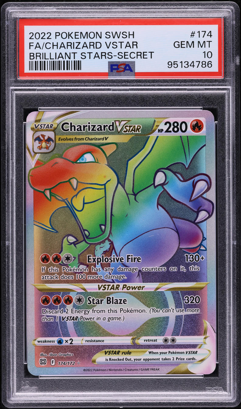 2022 Pokemon SWSH Brilliant Stars Hyper Rare Charizard VSTAR #174 PSA ...