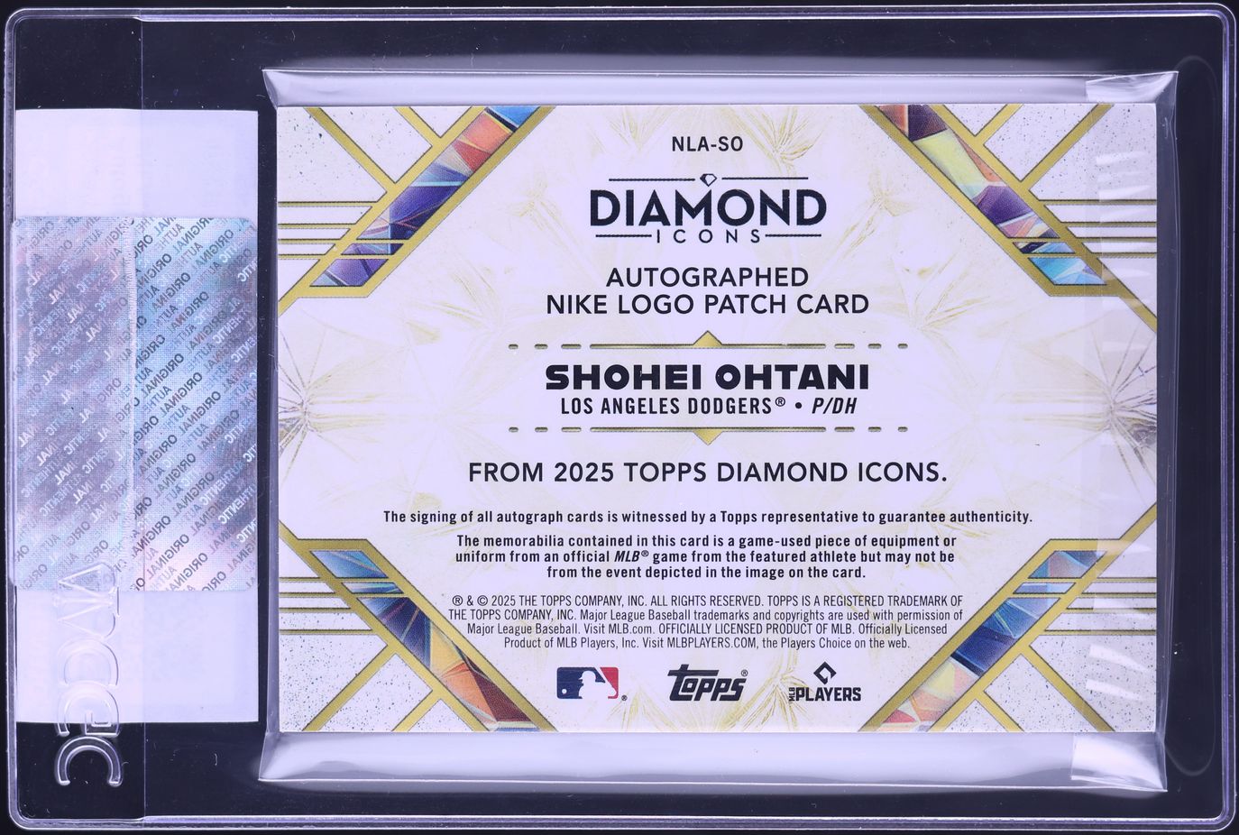 2025 Topps Diamond Icons Shohei Ohtani NIKE PATCH AUTO 1/1 #NLA-SO CGC AUTH
